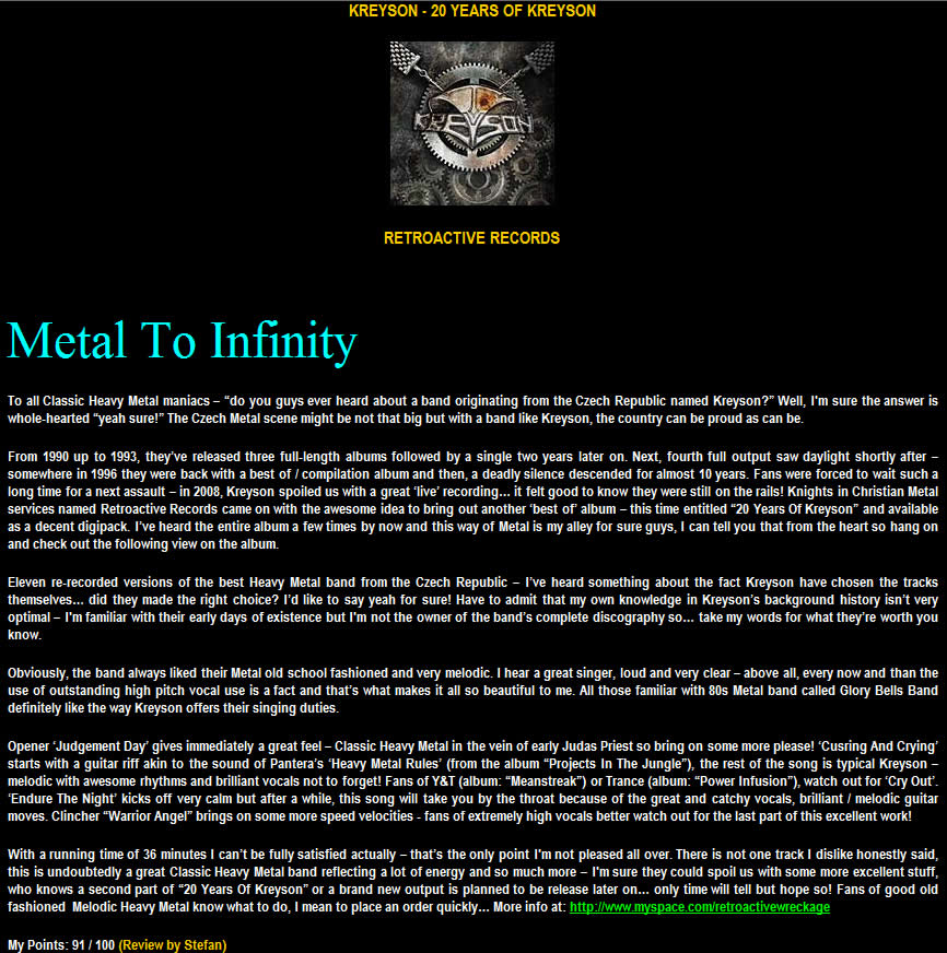 Metal to Infinity